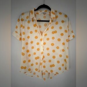 Madewell Button-Up Shirt in Cream and Orange